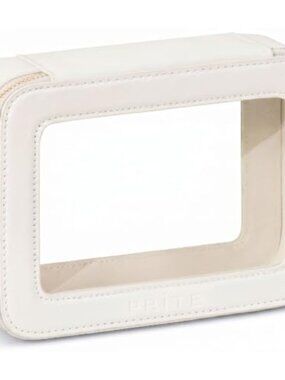 Clear Makeup Bag Travel Cosmetic Organizer PU Leather Toiletry Case